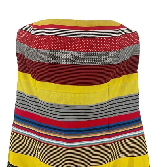 J Mclaughlin Dress Strapless Sheath Colorful Striped Size 2 Fun Cocktail Short - Picture 2 of 7